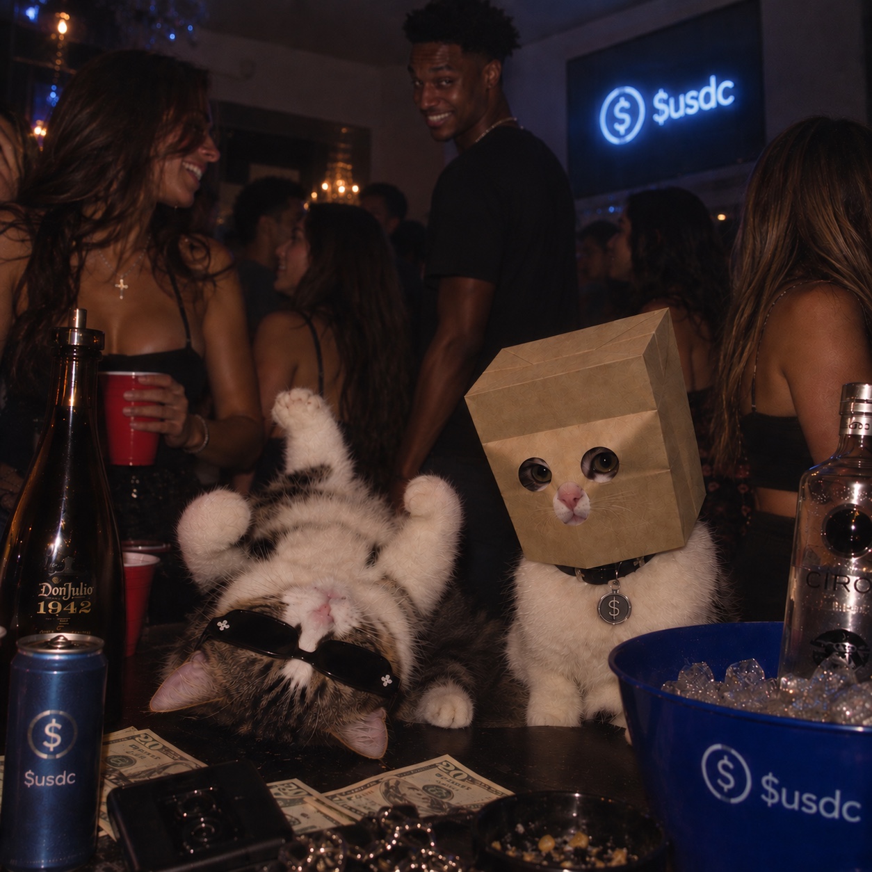 Upside Down Cat at a party